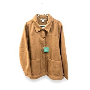 Boston Traders Barn Jacket XL Brown Faux Suede Snaps Pockets